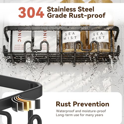 Adhesive Shower Caddy Rustproof Stainless Steel Wall Organizer 2-Pack