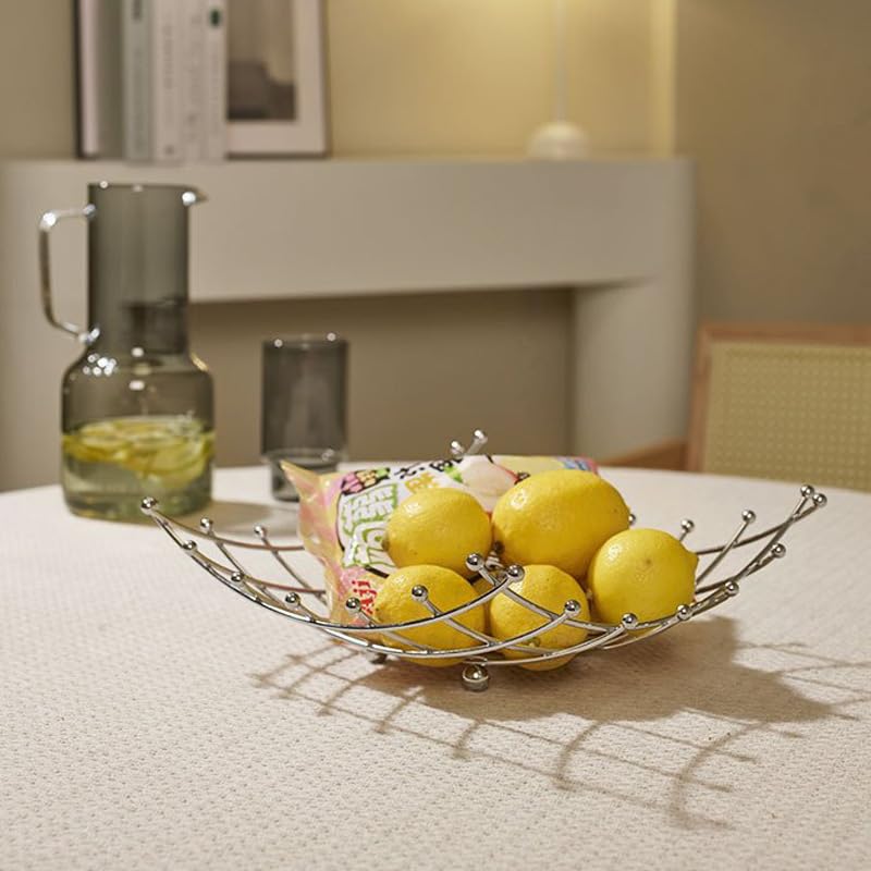 MOUMOUTEN Fruit Basket, Stainless Steel Square Lattice Wire Fruit basket, Nests Basket Durable Draining Fruit Basket with Wire Finish, Fruit Bowls for the Kitchen Storage of Fruits and Vegetables