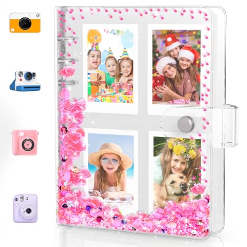 Kids Instant Mini Photo Album - 200 Pocket Glitter Memory Book