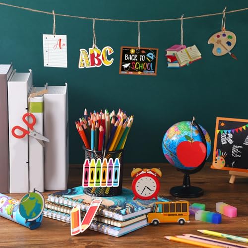 36 Pcs Back to School Wooden Hanging Ornaments for Classroom Decoration
