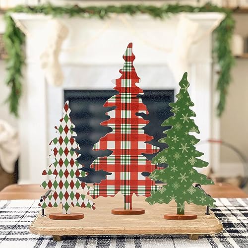 FestalMart 5-Size Wooden Christmas Tree Signs Indoor Decor