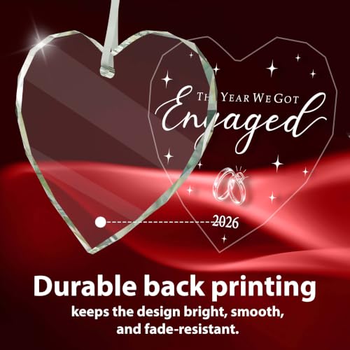 HJLLOQR Engaged Christmas Ornament for Women - Engagement Gifts for Couples & Bride-to-Be - Our First Christmas 2026, Gift-Ready, Glass Decor
