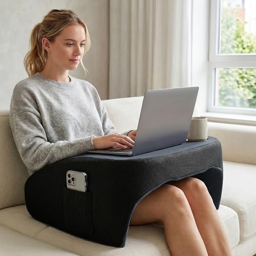 Ergonomic Memory Foam Reading Pillow with Cup Holder & Pocket