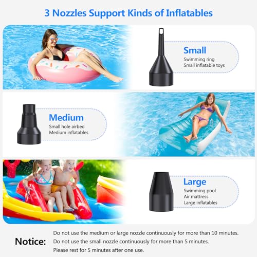 Electric Air Pump for Inflatables & Air Mattress with 3 Nozzles (110V)