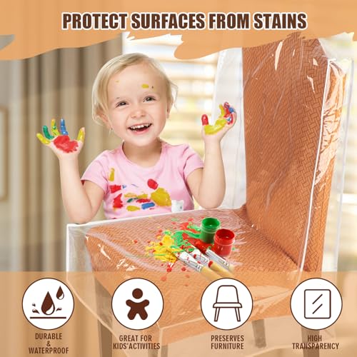 Clear Plastic Dining Chair Covers - 4 Pack Waterproof Seat Protectors