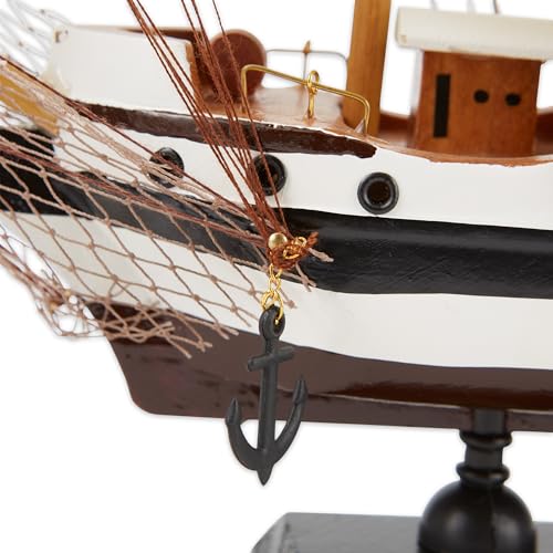 Wooden Tall Ship Model Nautical Decor 13-inch Sailing Boat Statue