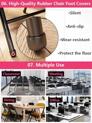 Padded Folding Chair, Portable Steel Metal Frame Seat for Indoor Outdoor Use