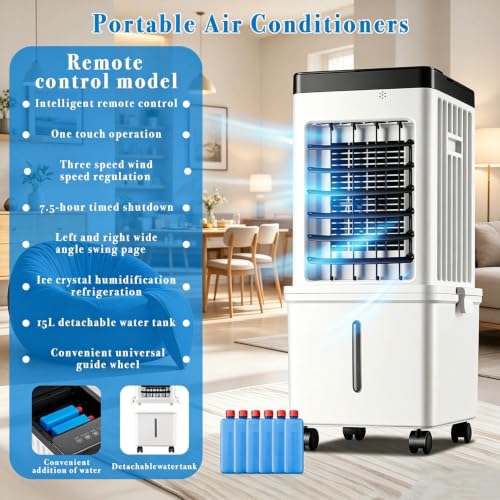 Portable Evaporative Swamp Cooler 4.2Gal Tank with Remote