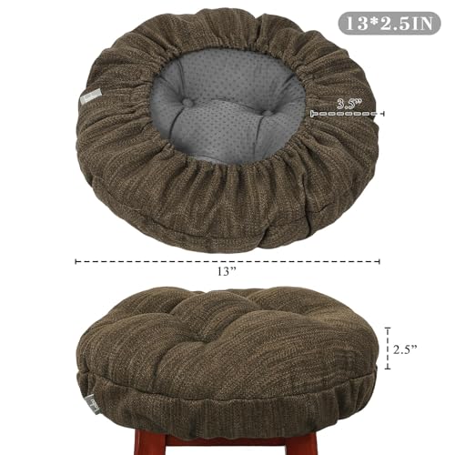Round Bar Stool Cushion Covers Set of 2 - Soft, Non-Slip, 13-inch
