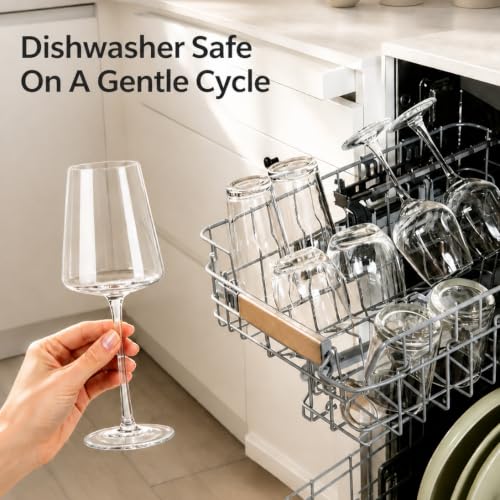 Imourari 13.5oz White Wine Glasses Set of 6 - Lead-Free Dishwasher Safe