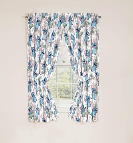 Lilo & Stitch Window Curtains for Kids Bedroom - 4-Piece Drape Set, 42" W x 63" L