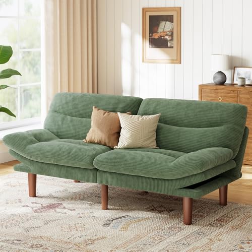 74.8-Inch Corduroy Convertible Futon Sofa Bed, Adjustable Sleeper Couch