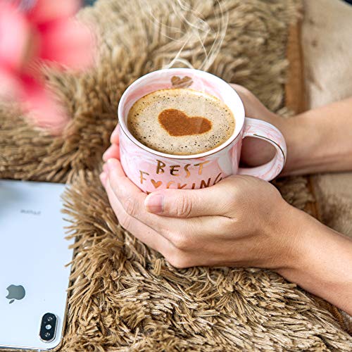Hendson Pink Marble Coffee Mug 11.5oz - Best Friend Birthday Gift for Women