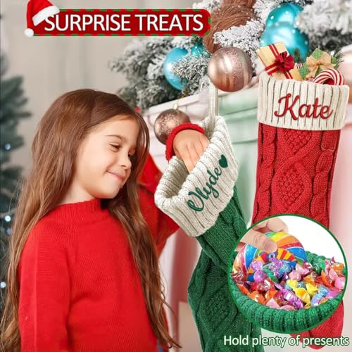 Personalized Christmas Stockings with Leather Nameplate - 18-Inch Knit