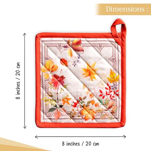 Maison d'Hermine Amarante Pot Holders Set of 2 8x8in Cotton Kitchen Accessories