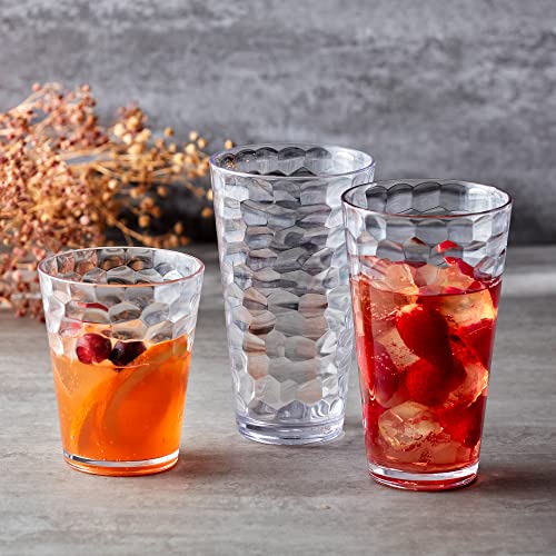 24oz Plastic Tumblers, Set of 8 Clear Shatter-Proof Drinking Glasses