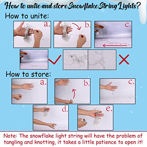 Geefuun 2-Pack 100 LED Winter Snowflake String Lights, White, 42.6 ft