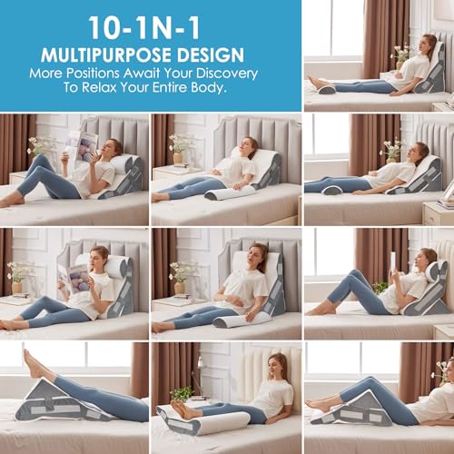 Adjustable Bed Wedge Pillow Set for Sleep Apnea & Recovery - 23"