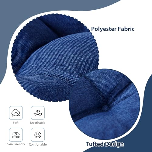 Tufted Dining Chair Cushions, 15.5-inch Non-Slip Seat Pads, Set of 4, Navy