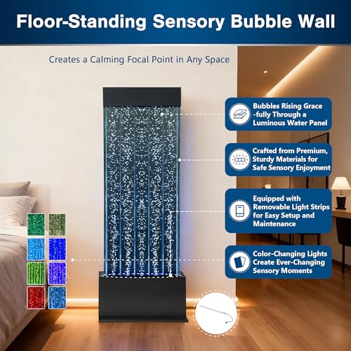 47-Inch LED Bubble Wall Floor Fountain with Remote and App Control