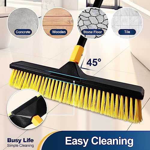 18-Inch Heavy Duty Outdoor Push Broom with Stiff Bristles & Long Handle