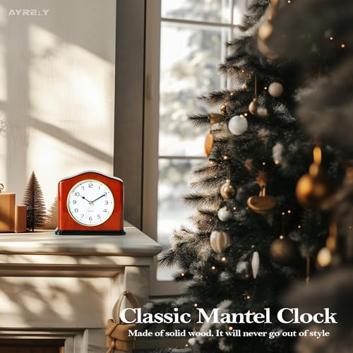 Handcrafted Solid Wood Mantel Clock with Silent Quartz Movement
