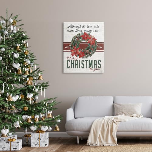 Vintage Poinsettia Christmas Wall Art - 30 x 40 Inch Canvas - Wreath Variation