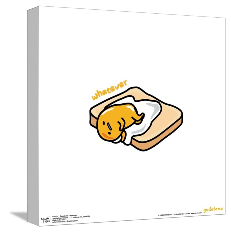 Trends International Gallery Pops Gudetama - Whatever Canvas Wall Art, Unframed Version, 12" x 12" Gallery Pops Canvas Wall Art