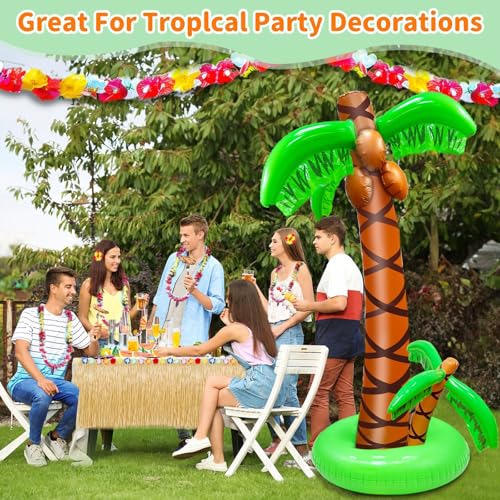 5.5ft Inflatable Palm Trees (2 Pack) - Hawaiian Luau Party Decorations