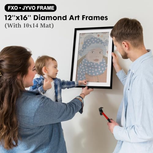 Black 12x16 Picture Frame with 10x14 Mat for Diamond Art & Posters