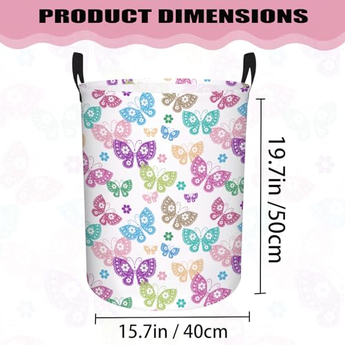 Butterfly Laundry Basket - Foldable Cotton Linen Nursery Hamper