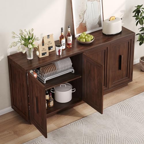 63-Inch 4-Door Sideboard Buffet Cabinet with Adjustable Shelves