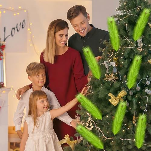 24pc Lime Green Furry Picks with Red Berry Decor - 19.6'' Xmas Tree Topper Stems