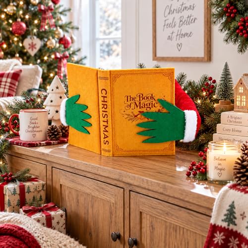 Elf Christmas Tree Topper with Book Reading Design - Festive Holiday Decor
