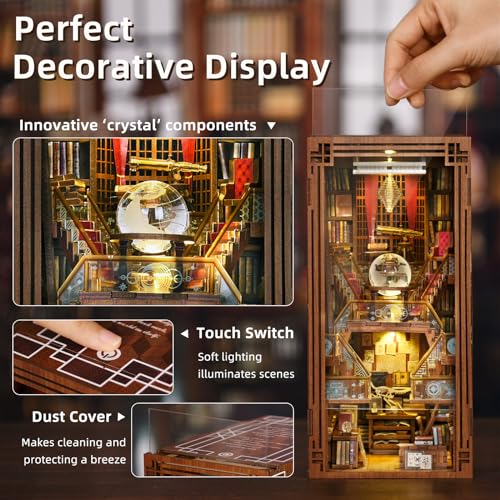DIY Wooden Book Nook Kit - Miniature Private Library with LED & Dust Cover