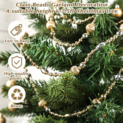Suncalla Gold Beaded Christmas Garland 24ft (2 x 12ft) - Acrylic Bead strands
