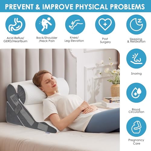 Adjustable Bed Wedge Pillow Set for Sleep Apnea & Recovery - 23"