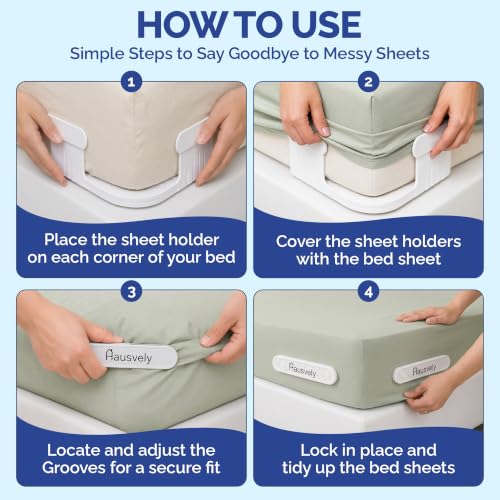 Bed Sheet Holders for Corners – 4 Pack Fitted Sheet Clips