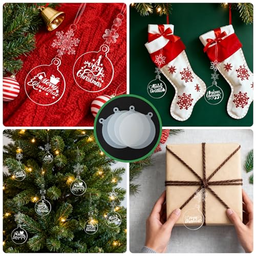 Yesweety 30-Pack Clear Acrylic Ornament Blanks for DIY Christmas Tree Decorations