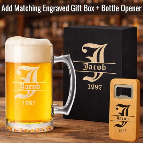 Personalized 16 oz Beer Mug - Custom Engraved Glass for Men