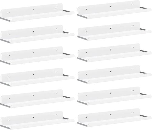 Lifewit Floating Shelves - 15" Acrylic Wall Organizer for Perfume, Makeup & Decor | 12 Pack, White