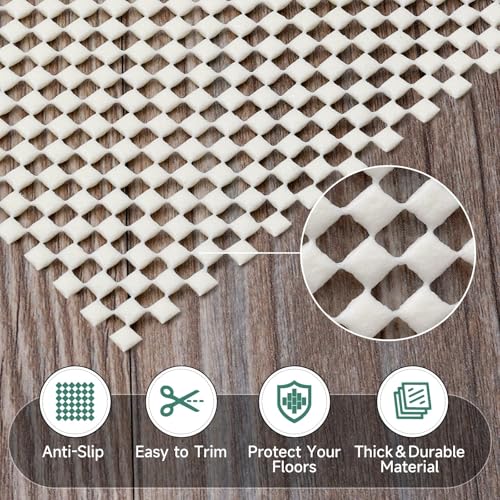 Non-Slip Rug Pad for Hardwood Floors - Extra Thick 5x7 Anti-Skid Mat