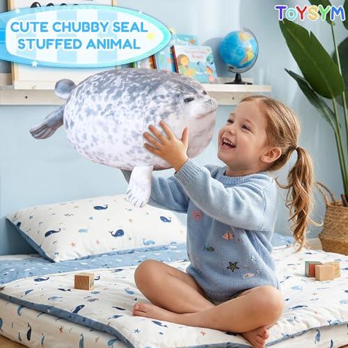 20-inch Chubby Blob Seal Plush Pillow with 4 Removable Baby Seal Toys