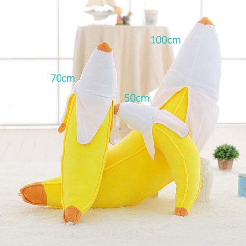 HOSTK Banana Plush Pillow, Peeled Banana Stuffed, Soft Food Plushie Banana Hugging Pillow, Gift for Birthday, Valentine, Christmas (19.6 inches)
