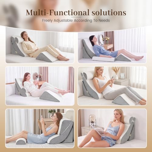 4PCS Adjustable Wedge Pillow Set for Recovery & Comfort