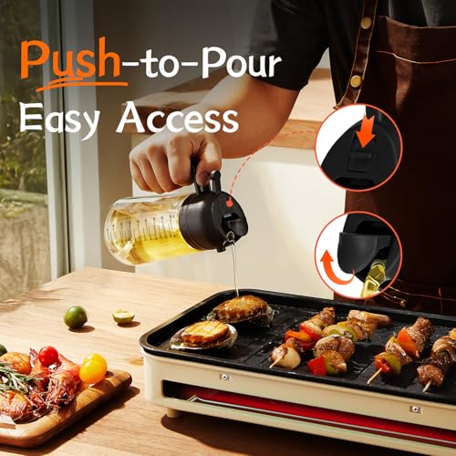 TrendPlain 16oz Black Glass Olive Oil Sprayer Dispenser for Kitchen & Air Fryer