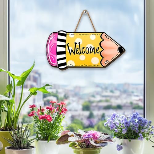 First Day of School Wooden Hanging Sign 12x6 Inch Classroom Door Decor