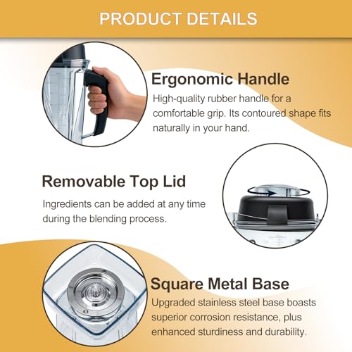 64oz Blender Pitcher Replacement Container with Stainless Steel Blades