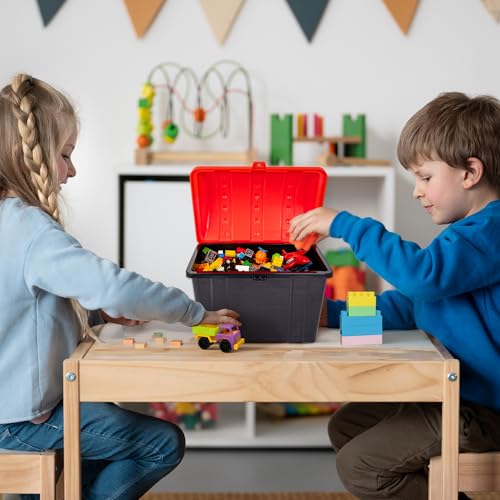 Treasure Chest Storage Box for Kids with Functional Metal Lock and Keys