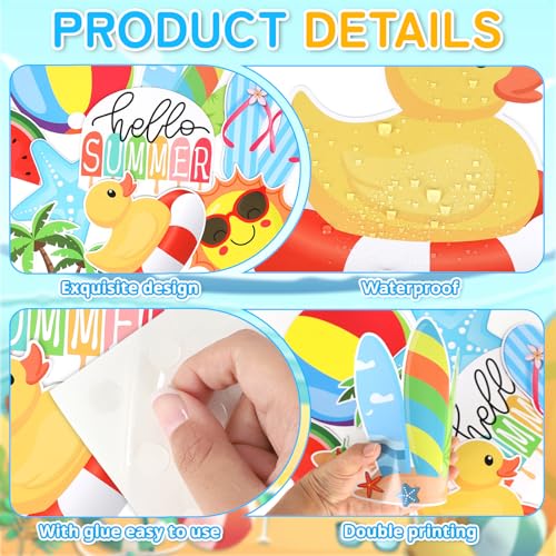 54 Pcs Summer Beach Paper Cutouts for Bulletin Board Decorations